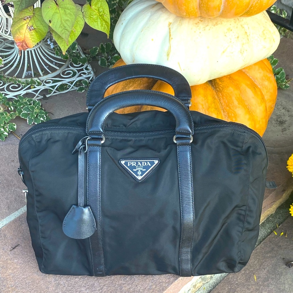 Authentic PRADA BLACK Nylon Duffle Tote Bag